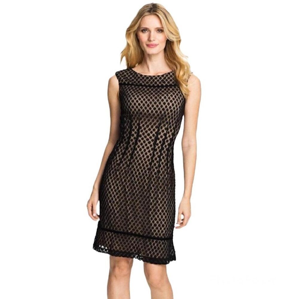 Adrianna PAPELL Sleeveless Dot Lace Shift Dress size US 8 - Picture 2 of 9